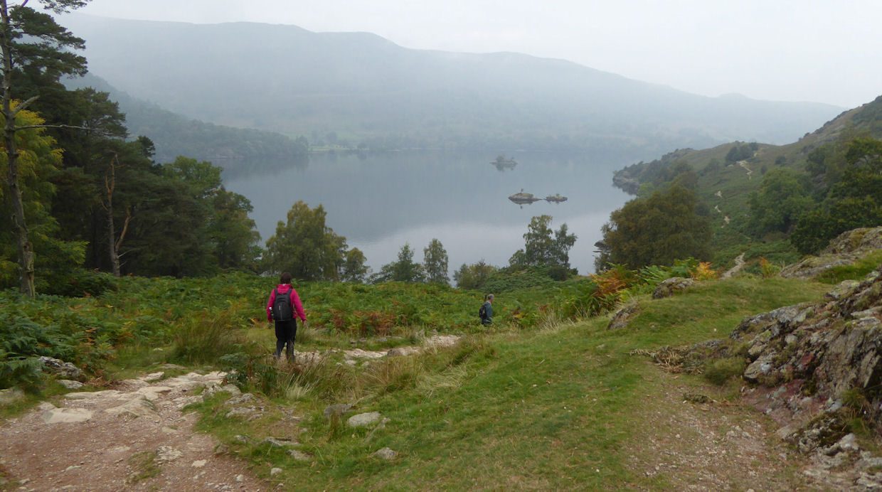 Margaret and Nicholas walking towards Howtown on Sunday morning. Photo by Mike Goodyer